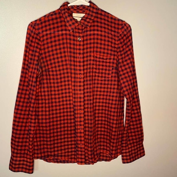 J crew checked plaid boy fit button down top blouse size 2 - Picture 2 of 7